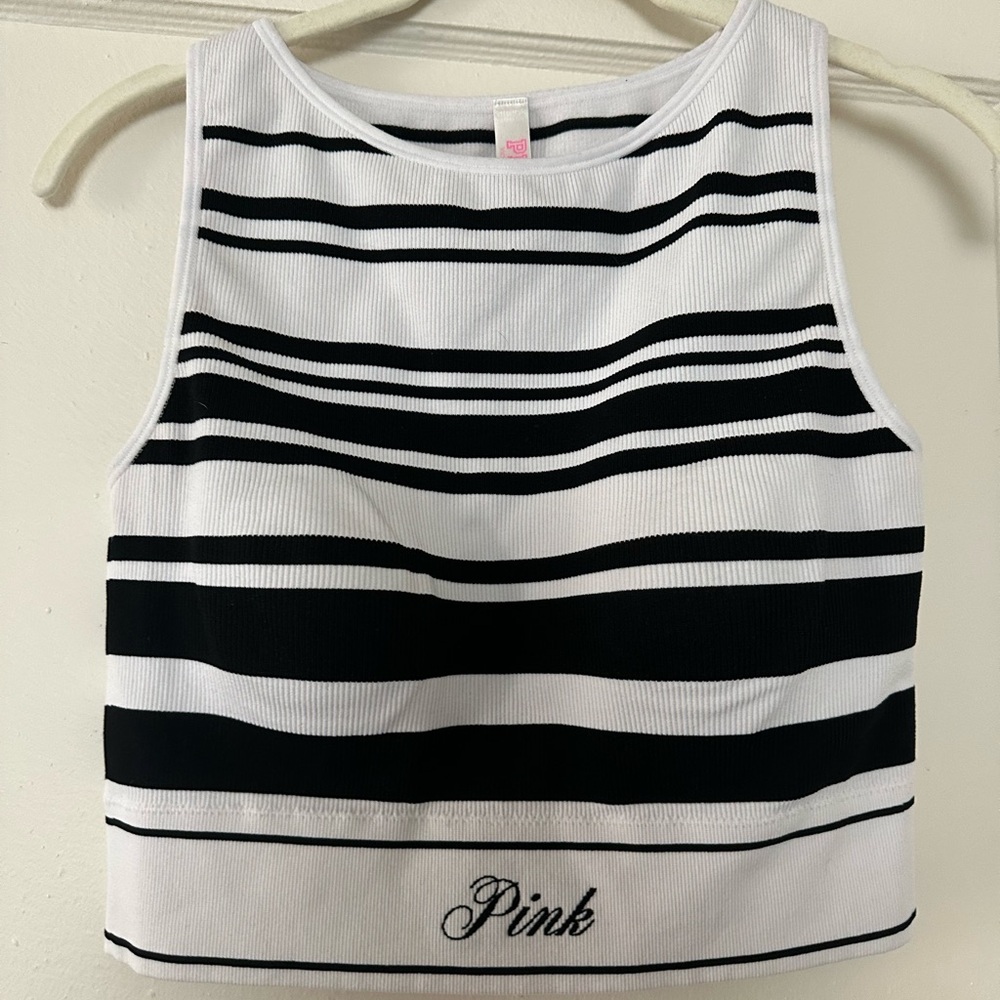 Black/White Striped VS Pink Top w/ bra